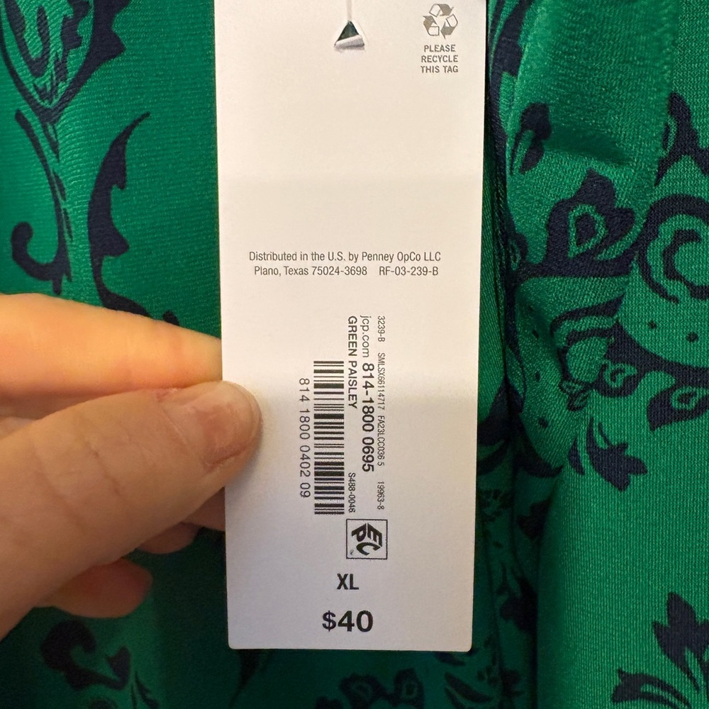 Liz Claiborne Green and Black Patterned Blouse - Picture 3 of 5